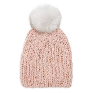 Surell Kids Bling Faux Fur Pom Knit Hat